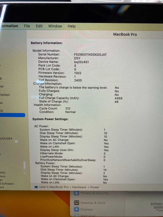 2019 MacBook Pro TouchBar 13-inch with intel i5 CPU 16GB RAM & 250GB Storage  -