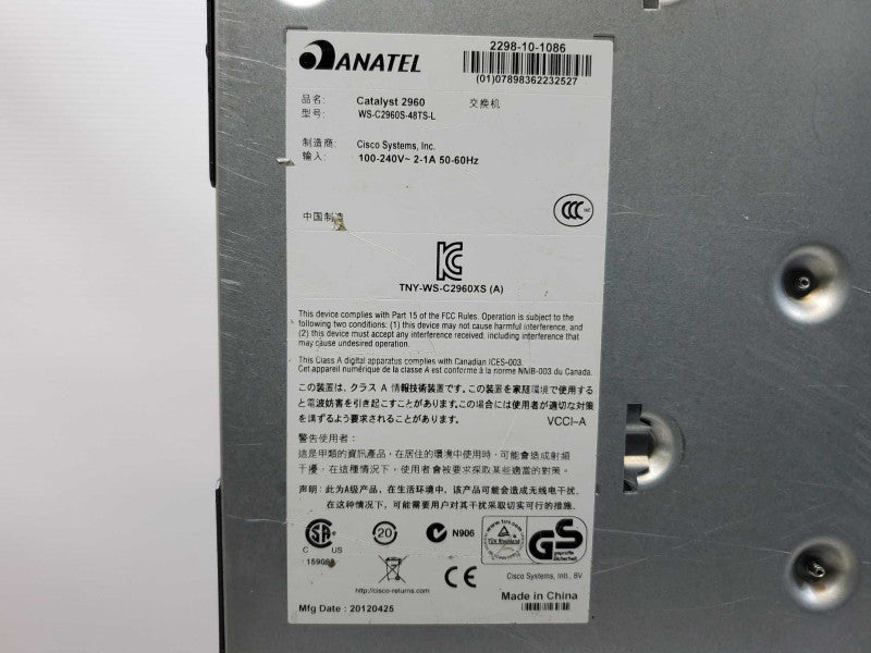 Cisco Catalyst 2960-S [WS-C2960S-48TS-L] Network Switch (