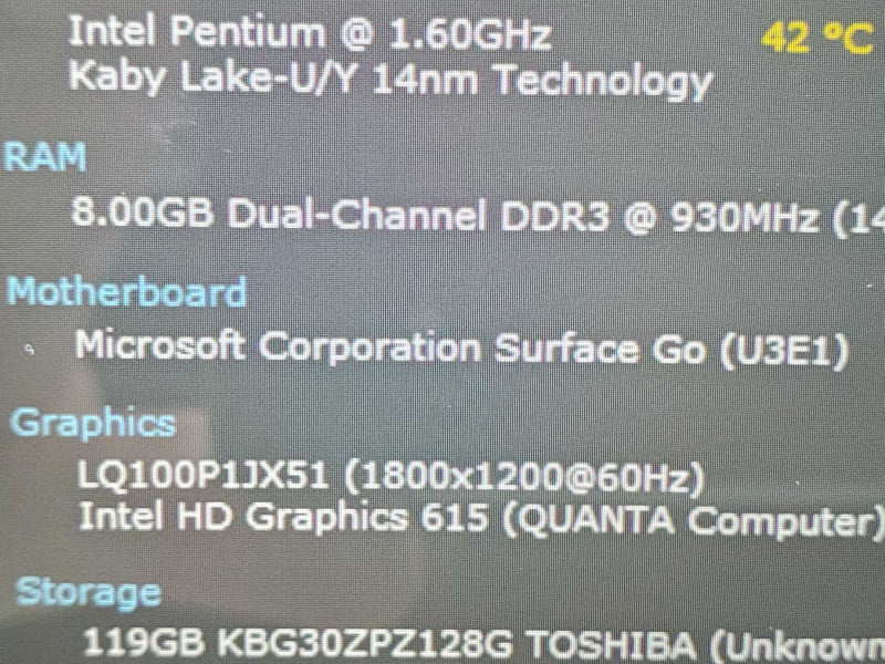 Microsoft Surface Go 10\\" (1824) Pentium 4415Y 1.6GHz, 8GB RAM 128GB Storage |
