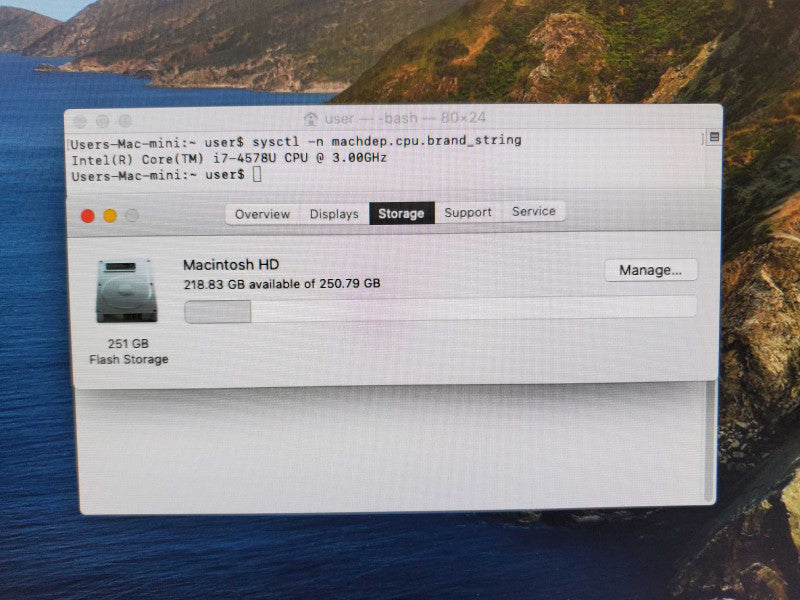 Apple Mac Mini 2014 A1347 Core i7-4578U @ 3.0 GHz 16GB DDR3 250GB SSD (