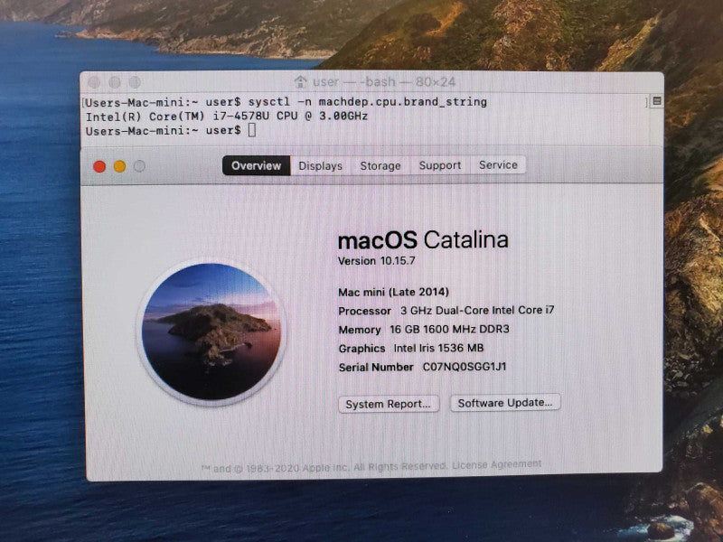 Apple Mac Mini 2014 A1347 Core i7-4578U @ 3.0 GHz 16GB DDR3 250GB SSD (