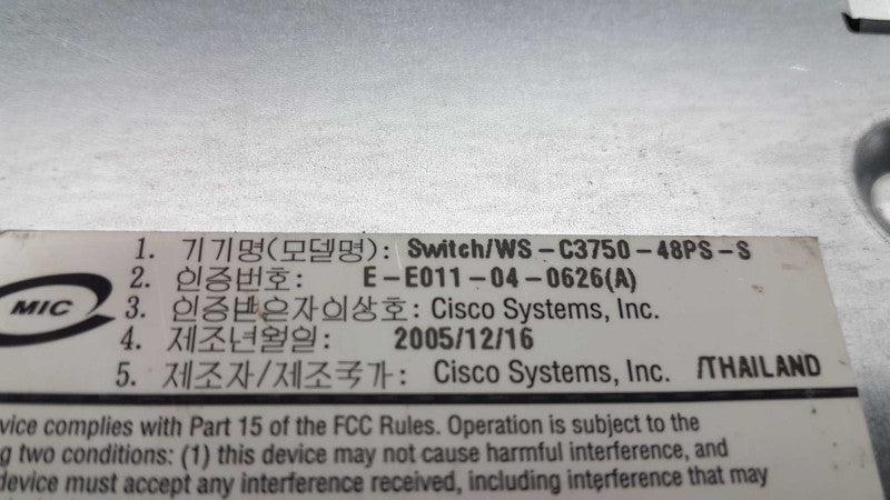 Cisco Catalyst 3750 series PoE-48 WS-C3750-48PS-S / FACT RESET #