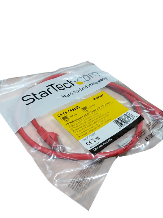 Lot 2x Startech Cat 6 Cables Snagless ETL Verified Red