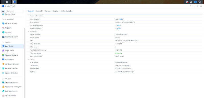 Synology Rackstation RS814 - 4TB (4x 1TB HDD) - DHCP Configured (