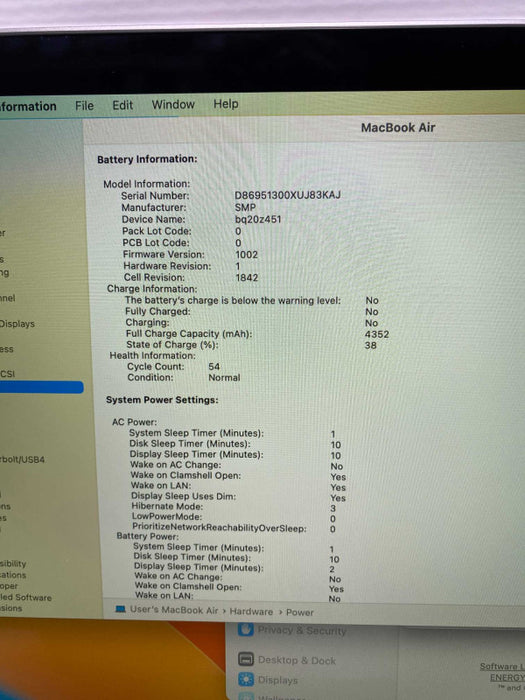 2019 MacBook Air with Intel i5 CPU 8GB RAM & 120GB Storage  -