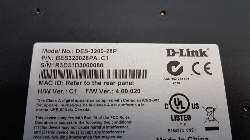 D-Link DES-3200-28P 28x port fast PoE ethernet switch Fact Reset#