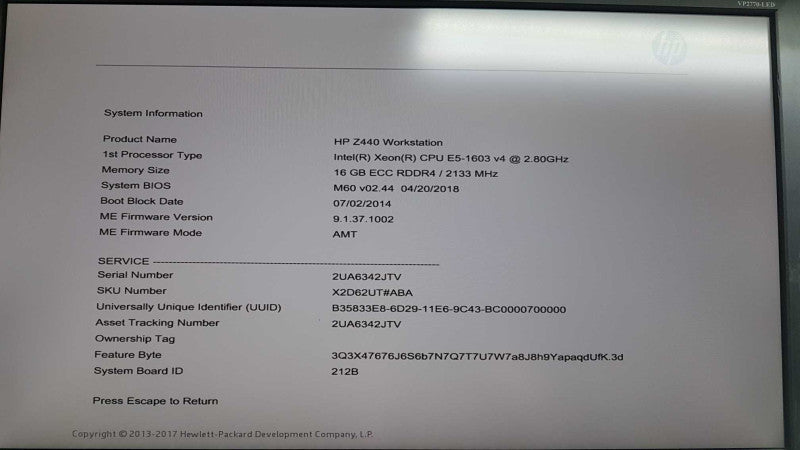 HP Z440 workstation Xeon E5-1603 v4 @ 2.80ghz / 16gb ram / EVGA gtx 660 Ti #