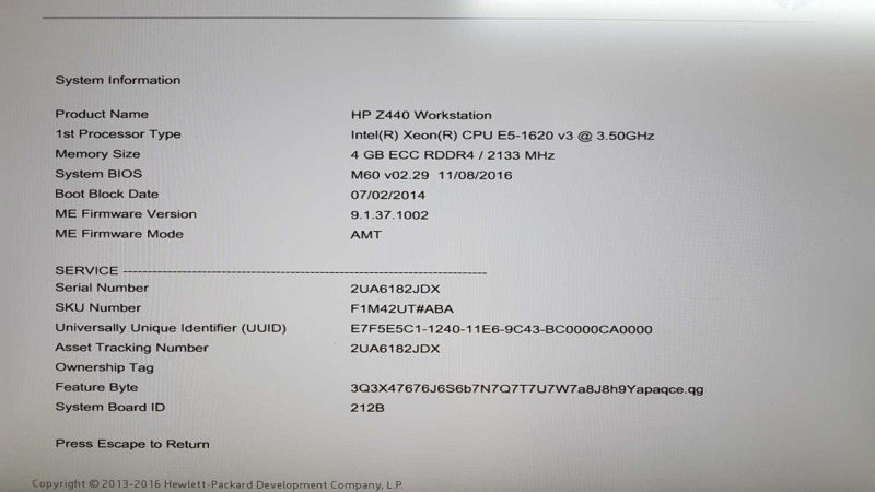 HP Z440 workstation Xeon E5-1620 v3 @ 3.50ghz / 4gb ram / GTX 760 GPU #
