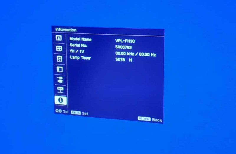 Sony VPL-FH30 Projector 5078 Lamp Hours (