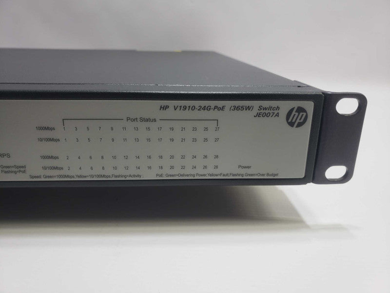 HP JE007A V1910-24G-PoE 24-Port Gigabit Network Switch With RackMount Ears )
