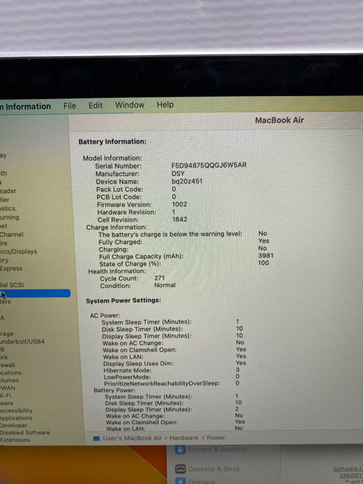 2019 13-inch MacBook Air Retina with Intel i5 CPU 16GB RAM & 120GB Storage   -