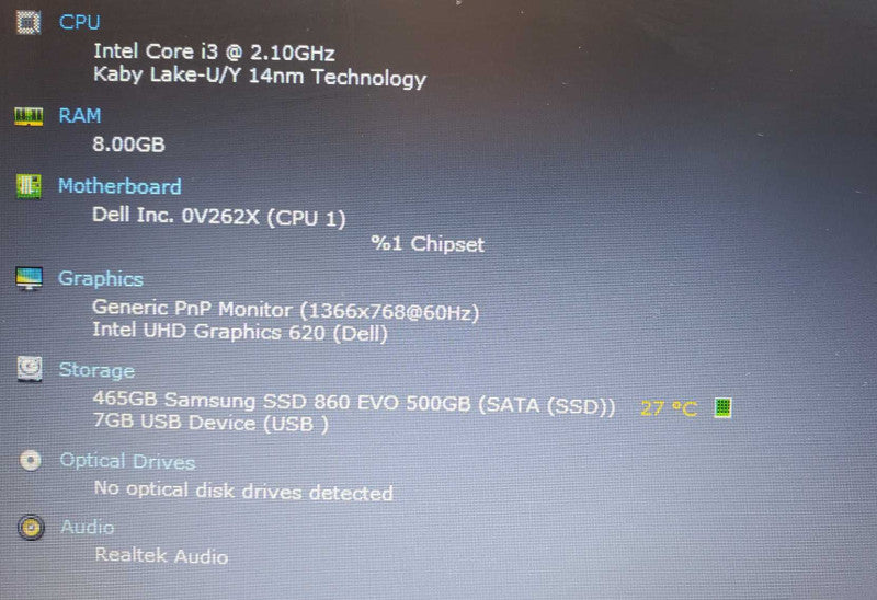 Dell Latitude 3500 Core i3-8145 @ 2.1GHz 8GB DDR4 500GB SSD (