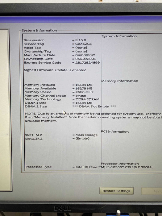 DELL OptiPlex 3080 Micro with i5-10500T CPU 16GB RAM & 256GB NVME storage  -