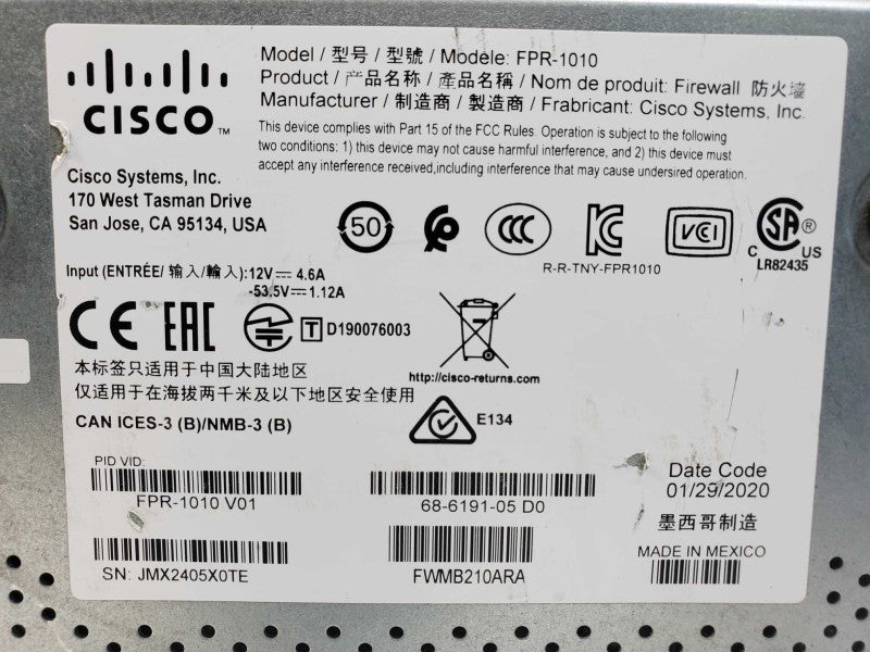 Cisco Firepower 1000 Series FPR-1010 Network Security/Firewall (