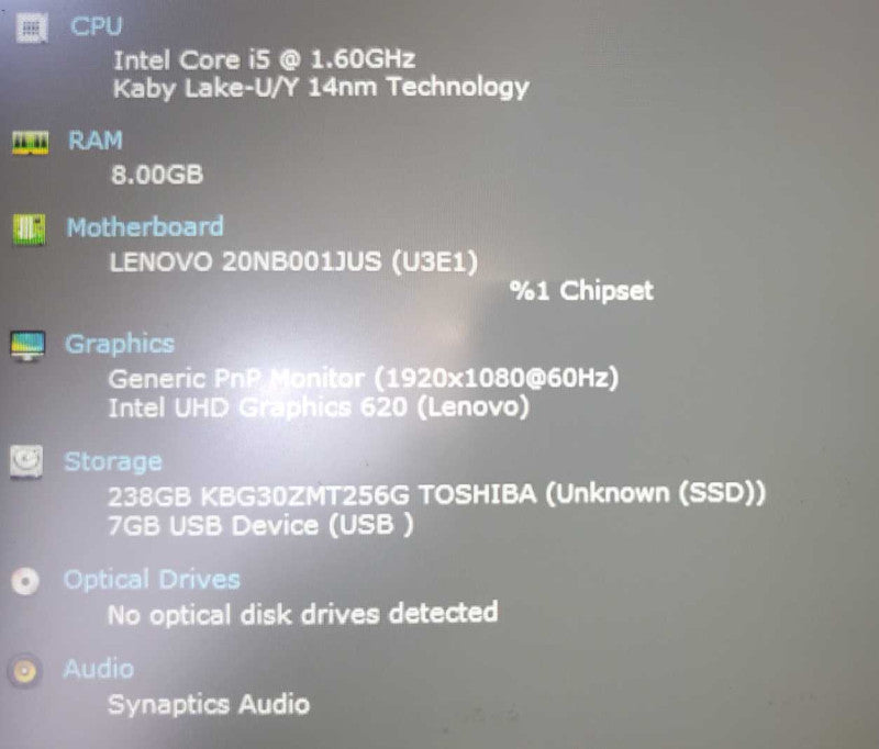Lenovo ThinkPad E590 15.6\\" i5-8265U @ 1.6GHZ 8GB DDR4 256GB SSD (