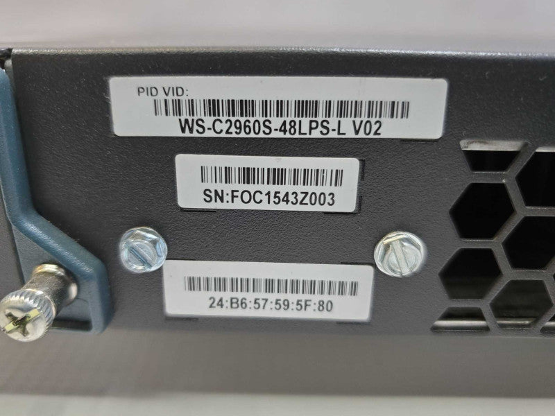 Cisco Catalyst 2960S [WS-C2960S-48LPS-L] 48x Gig PoE 4x SFP (