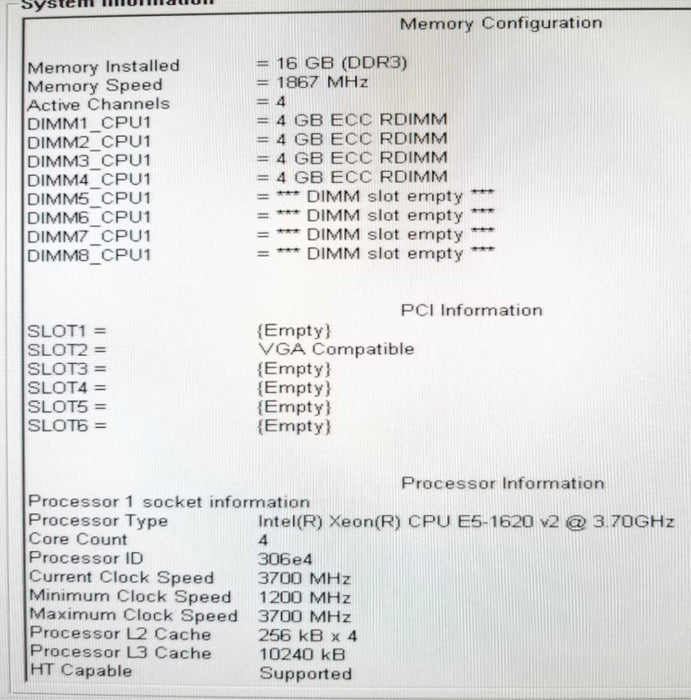 Dell Precision T3610 Xeon E5-1620(v2) 3.7GHz QC/16GB, Quadro K600, No HDD, QTY ~