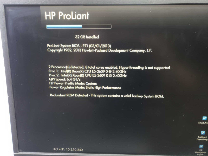 HP ProLiant DL360p Gen8 2x Xeon E5-2609 @ 2.40GHz 32GB RAM B420i 2x PSU )