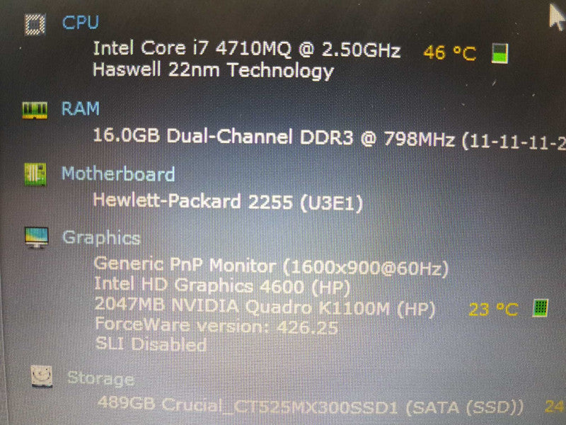 HP Zbook 17 i7-4710MQ @ 2.50ghz / 16gb ram / quadro K1100M / 525GB SSD #