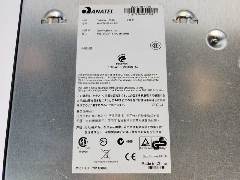 Cisco WS-C2960S-48LPD-L Catalyst 2960S 48 GigE PoE 370W, 2 x 10G SFP+ LAN Base (