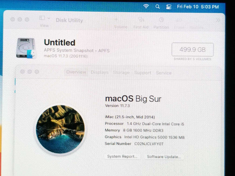 iMac 21.5\\" - M.2014 A1418, i5-4260U 1.4GHz/8GB DDR3, Intel HD5000, 500GB HDD ~