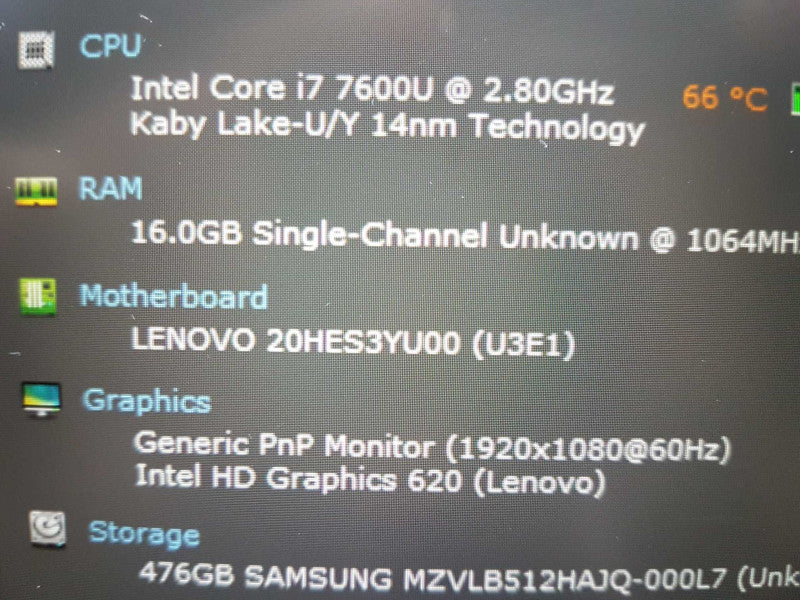 Lenovo Thinkpad T470 i7-7600U @ 2.80ghz / 16gb ram / 512gb SSD /  14\\" #