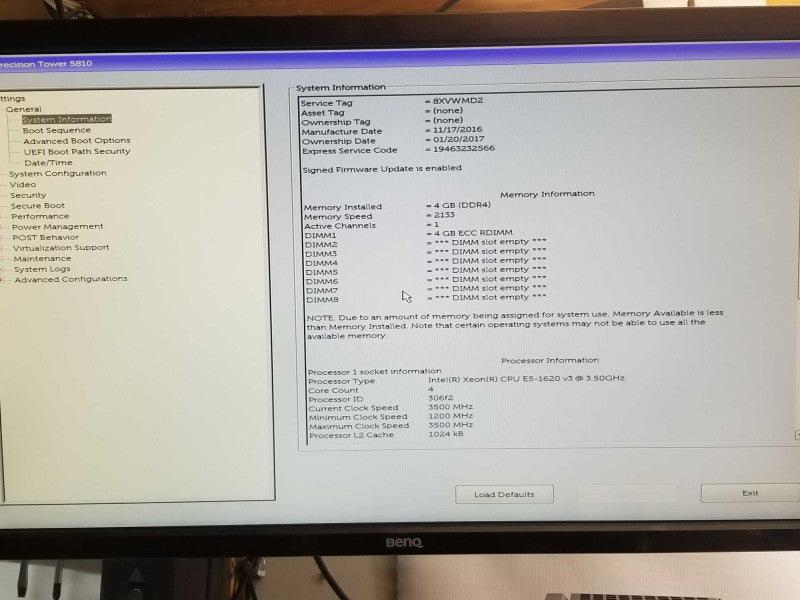 Dell Precision T5810 Xeon E5-1620v3 3.5GHz 4GB, No GPU, No HDD _