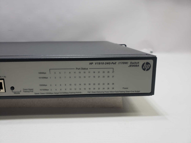HP JE007A V1910-24G-PoE 24-Port Gigabit Network Switch With RackMount Ears )