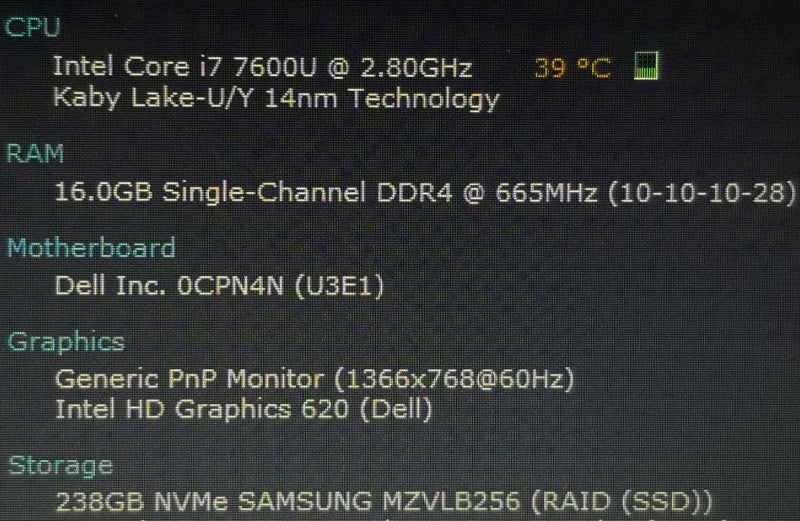 Dell Latitude 5580 15.6\\" FHD i7-7600u 2.80GHz/16GB DDR4, 240GB SSD, NO AC ~