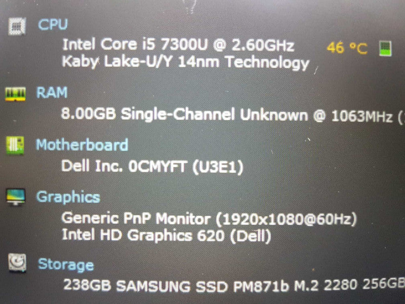 Dell lattitude 5580 i5-7300U @ 2.60ghz / 8gb ram / 256gb ssd / 15.6\\"  #