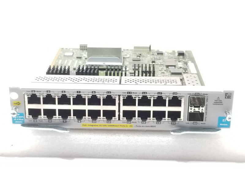 HP J9536A 20 Port Gigabit PoE+ 2 Port 10Gb SFP+ v2 5400zl Switch Module  _