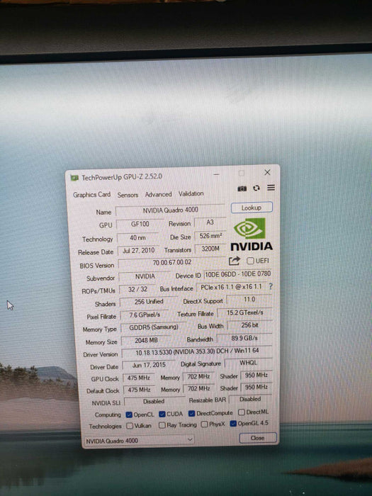 NVidia Quadro 4000 Q4000 2G DDR5 Video Graphics Card DVI DP for Mac Pro )