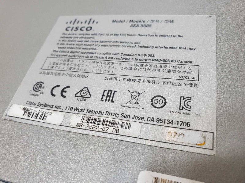Cisco ASA 5585-X FireWall Chassis with SSP-10 MODULE & 1200W DUAL PWR (