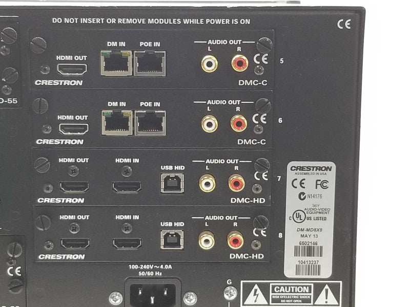 Crestron DM-MD8X8 Digital Media Switcher w/ 2x DMC-HD, 6x DMC-C, DMCO-55, Read _