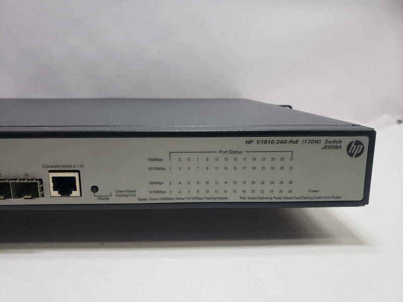 HP JE007A V1910-24G-PoE 24-Port Gigabit Network Switch W/ RackMount Ears )