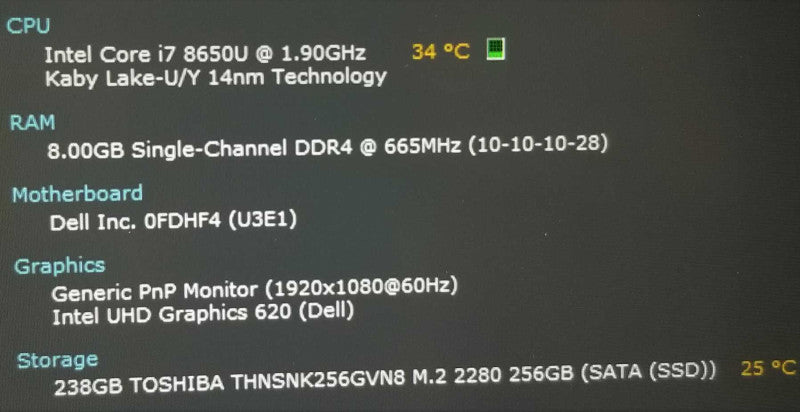 Dell Latitude 5490 i7-8650U 1.90GHz/8GB DDR4, 240GB SSD, 14\\", NO AC  ~