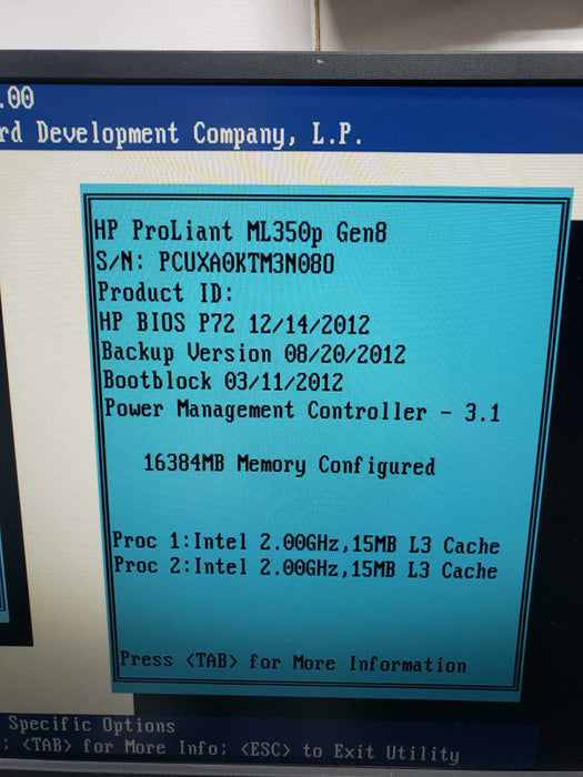 HP Proliant ML350p Gen8 Server 2x Xeon E5-2620 @ 2.00 GHz 16 GB RAM P420i )