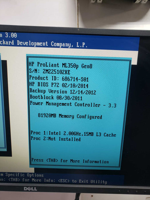 HP Proliant ML350p Gen8 1x Xeon E5-2620 @ 2.00 GHz 82GB RAM P420i 2x PSU )