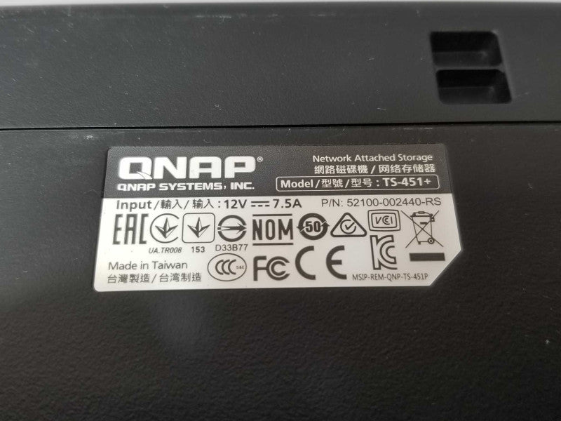 QNAP TS-451+ 4-Bay NAS server, No HDD, No HDD Caddies, Powers on, Read _