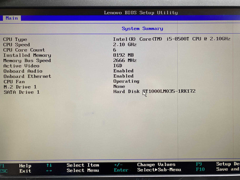 Lenovo ThinkCentre M920q Tiny with i5-8500T (6 core) CPU 8GB RAM & 1TB HDD -