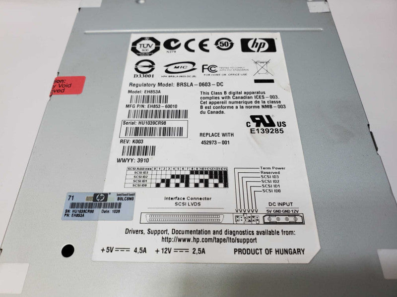 HP StorageWorks EH853A LTO-4 Ultrium 1840 SCSI Internal Tape Drive (
