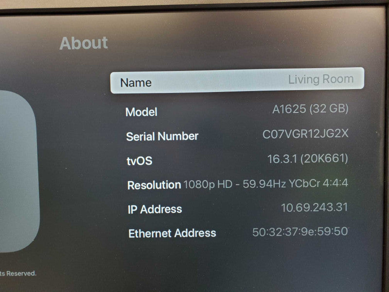 Apple TV A1625 - 32GB - Black w/ Remote (