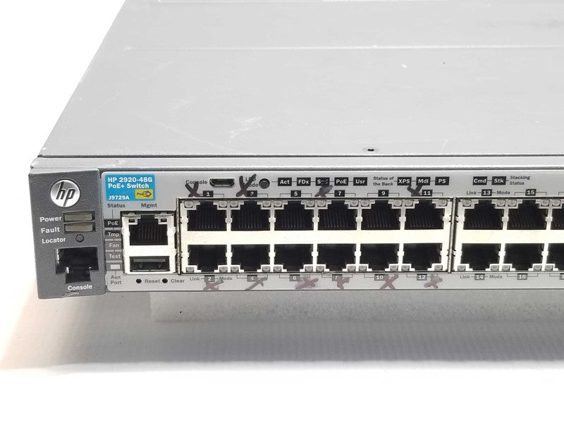 HP J9729A 48-Port Managed Switch 2920-48G-PoE+ w/ Stacking Module J9733A Read _