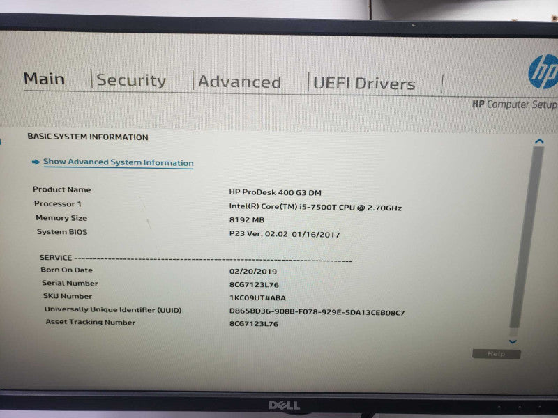 HP ProDesk 400 i5-7500T @ 2.70 GHz 8 GB RAM **READ** )