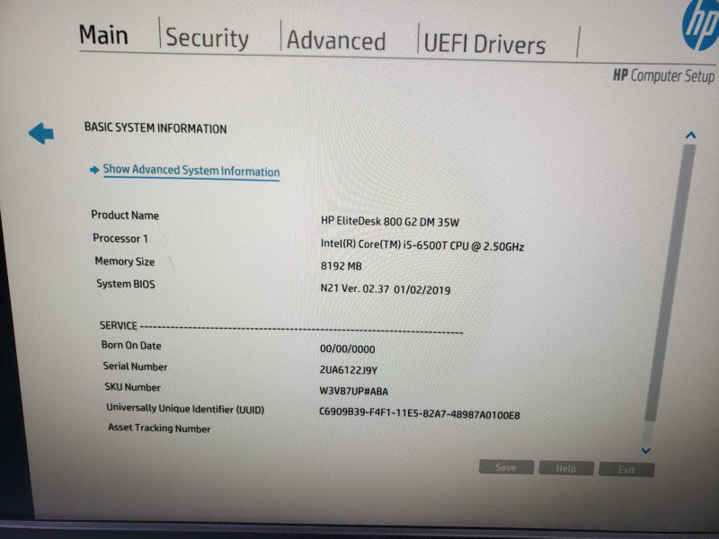HP ProDesk 800 g2 i5-6500T @ 2.50 GHz 8 GB RAM **READ** )