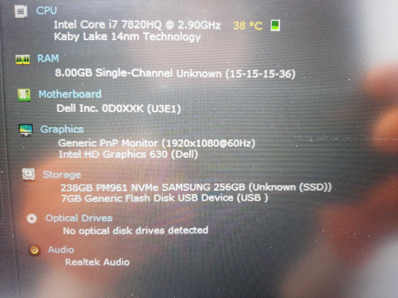 DELL Latitude 5490 14\\" i7-7820HQ @ 2.9Gz 8GB DDR4 256GB NVme READ$