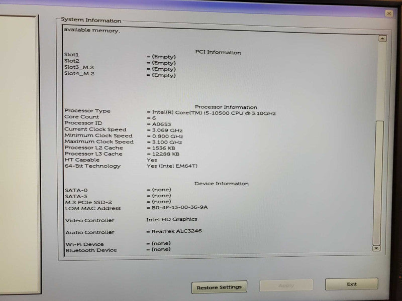 Dell Optiplex 3080 Core i5-10500 @ 3.1GHz 8GB DDR4 No HDD (