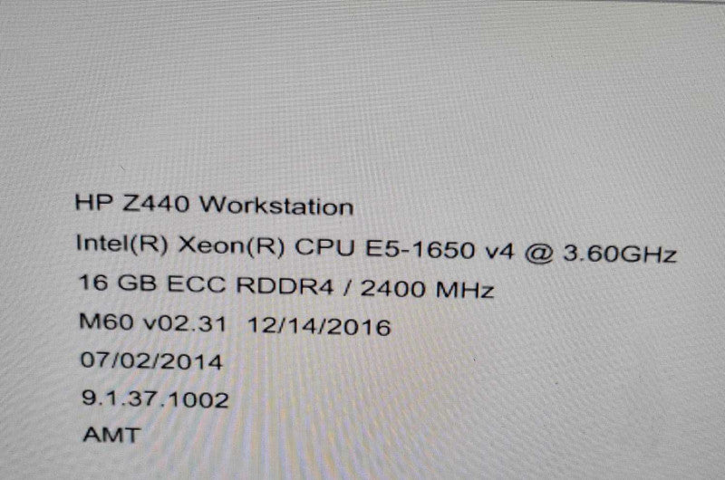 HP Z440 Xeon E5-1650v4 3.6GHz 16GB ECC DDR4 No HDD Quadro K2200 =