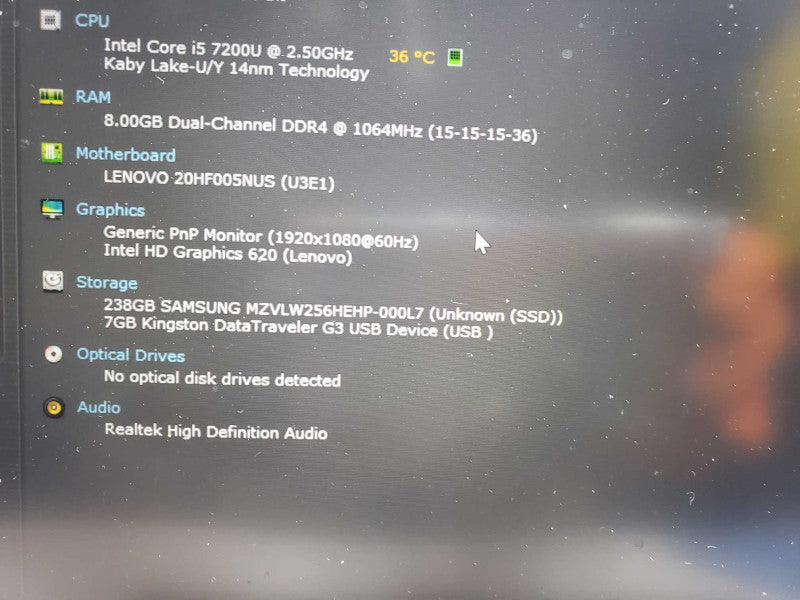 Lenovo ThinkPad T470s with i7-7200U CPU 18GB RAM & 256GB SSD +