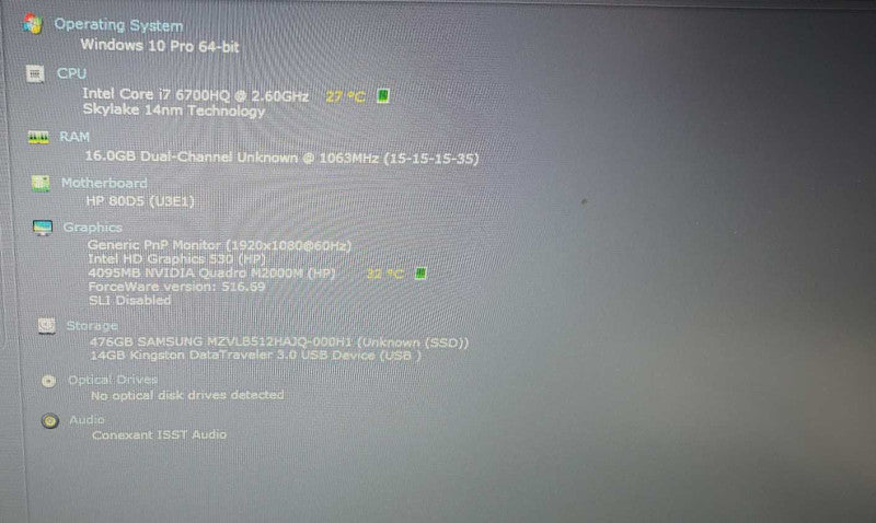 HP ZBook 15 G3 Laptop i7 6700HQ @ 2.60 GHz 16 GB RAM Quadro M2000M *READ* )
